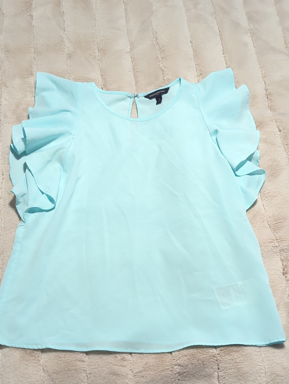 Banana Republic Aqua Ruffle Sleeve Blouse